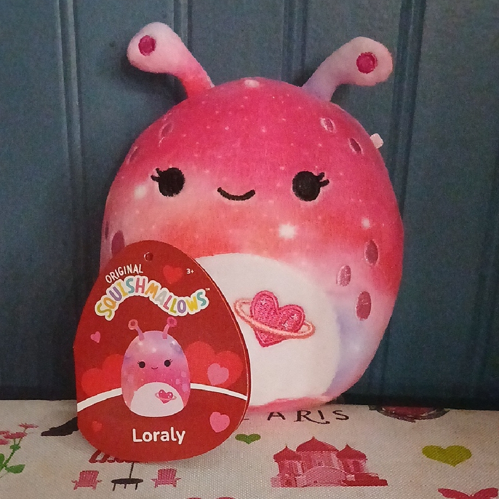 Squishmallows Pink and White Plush Bug